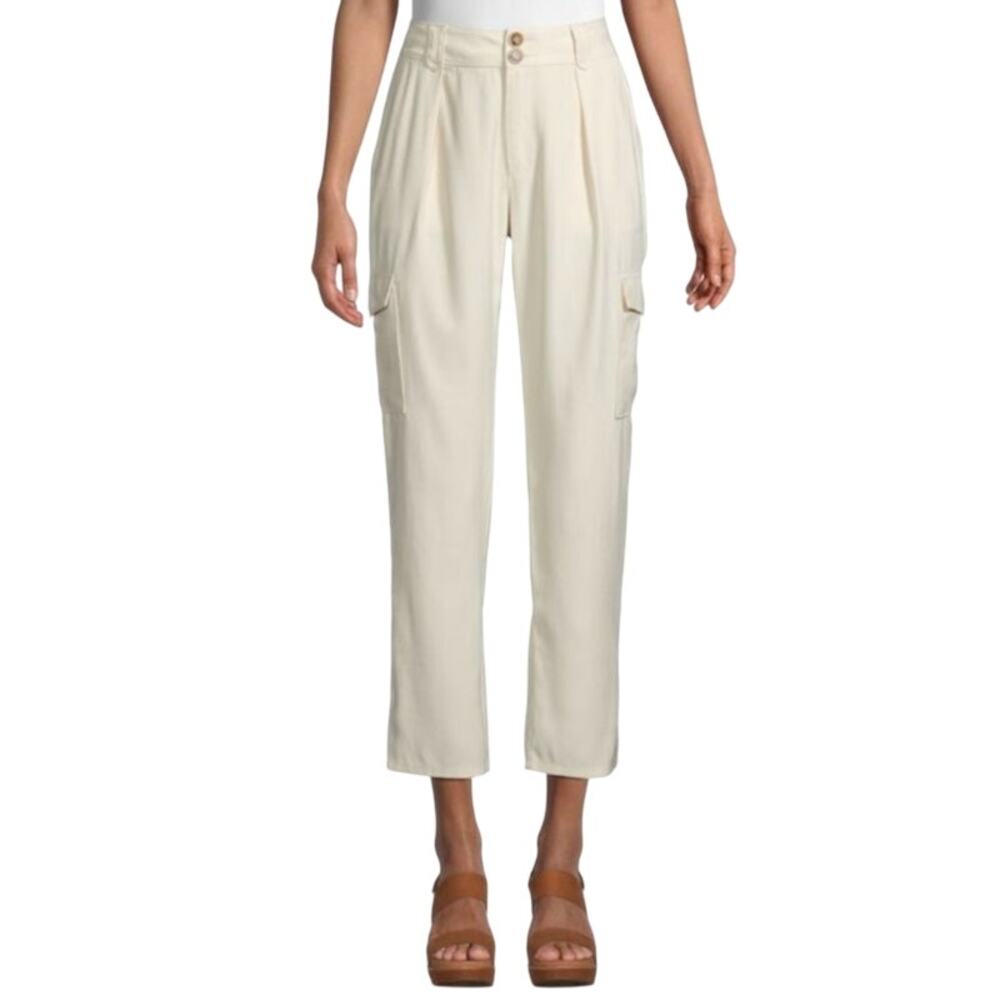 Paige Becca Pleated Cargo Pants Flowy Rayon SZ 6 Designer  Minimalist Summer